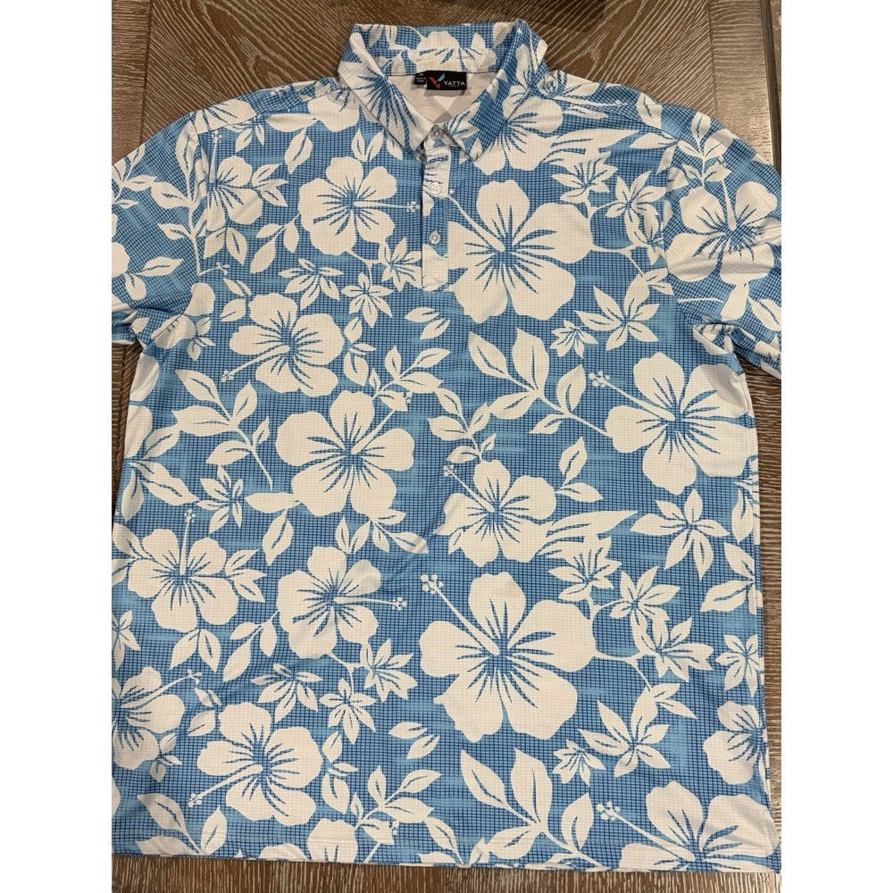 Yatta Golf Polo Shirt Blue Floral Men's Size XL - Picture 2 of 6